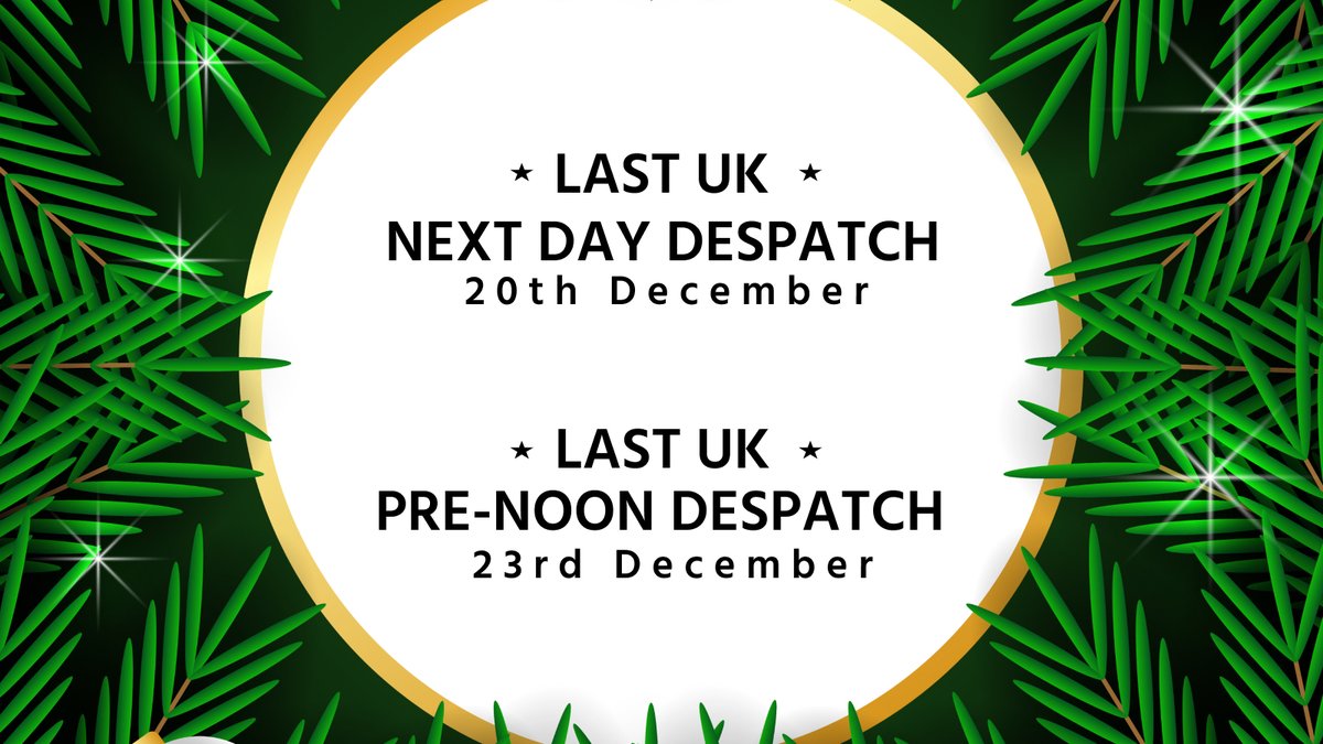 Calling all UK customers…. don’t forget to put our Christmas shipping dates in your calendar.

The last UK date for Next Day Despatch is Friday 20th December and the last UK Pre-noon Despatch is Monday 23rd December. There will be no despatch on the 24th.
ow.ly/eoqx50UmeG6
