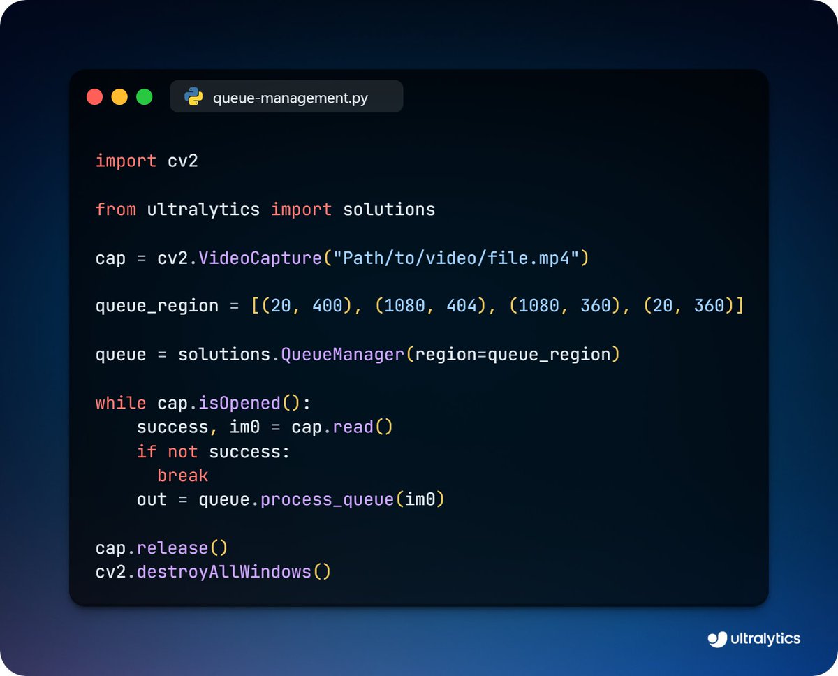 ultralytics's tweet image. Streamline queue management with Ultralytics YOLO11!

Track queue lengths and optimize service efficiency in real-time. It&apos;s ideal for improving customer experience in crowded spaces like retail stores.

Learn more ➡️ ow.ly/mu5O50U4XWN

#YOLO11 #QueueManagement #RetailTech