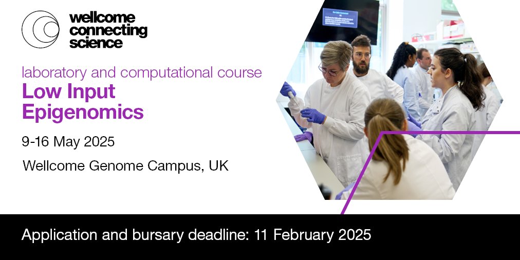 eventsWCS's tweet image. 🔊 Applications are open for our Low Input #Epigenomics course! #LowInput25
Learn how to apply the latest experimental and #computational approaches for studying #ChromatinBiology at both the gene and #genome-wide levels
📩Apply by 11 February 2025
🌐bit.ly/4g5vsHR