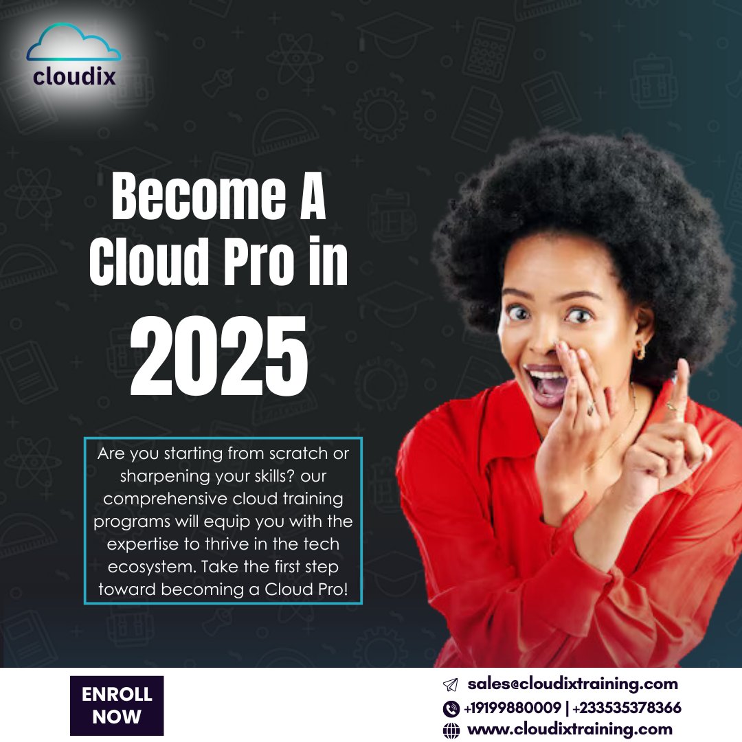 CloudixT's tweet image. Become A Cloud Pro in 2025! 🚀
Start your journey today—enroll now and take the first step toward becoming a Cloud Pro!

📩 DM us or visit our website for more details.

#CloudComputing #CloudixT #LearnCloud #CareerGoals #sarkodie #PaulAdomOtchere  #nutanix #cybersecurity