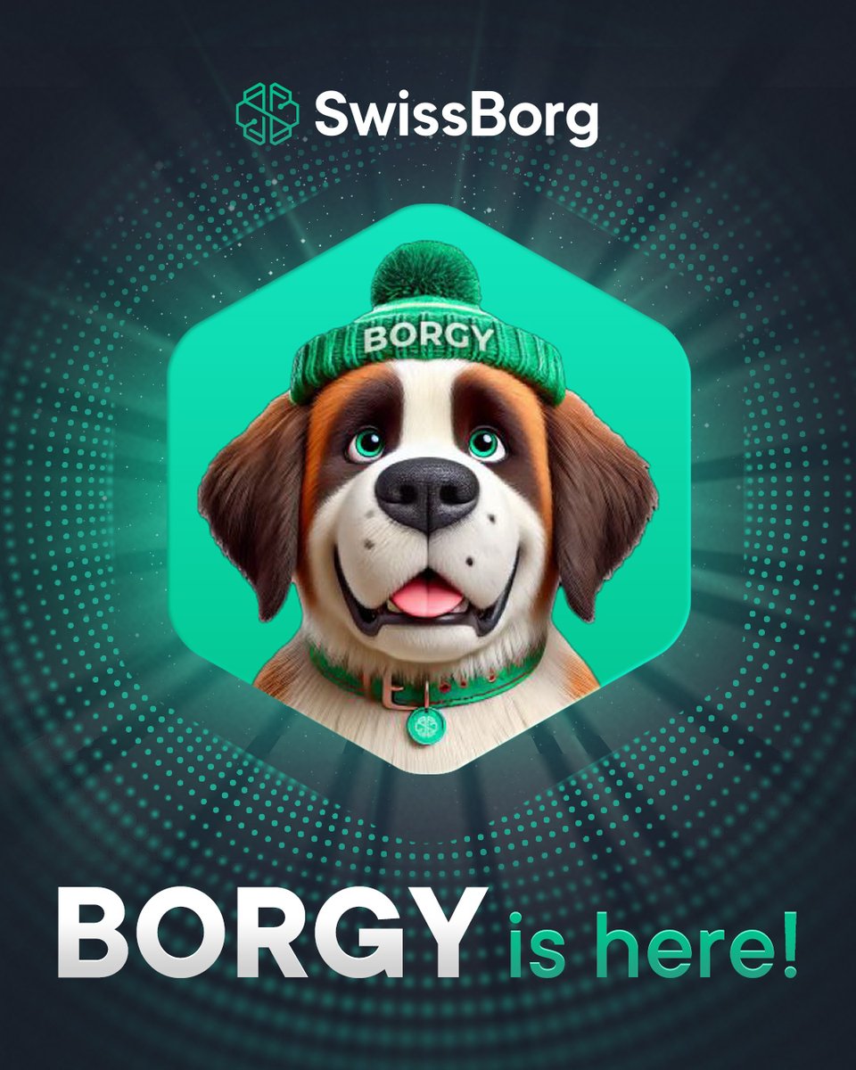 swissborg's tweet image. Say woof to $BORGY, our fave puppy is finally home! 🐶 

$BORGY, the Fun, Fair, and Community-Centric Solana meme token, is now live on the SwissBorg app! 🌟

Born from an idea of our CEO, @Cyrus_Fazel, and brought to life by the SwissBorg community, $BORGY celebrates everything…