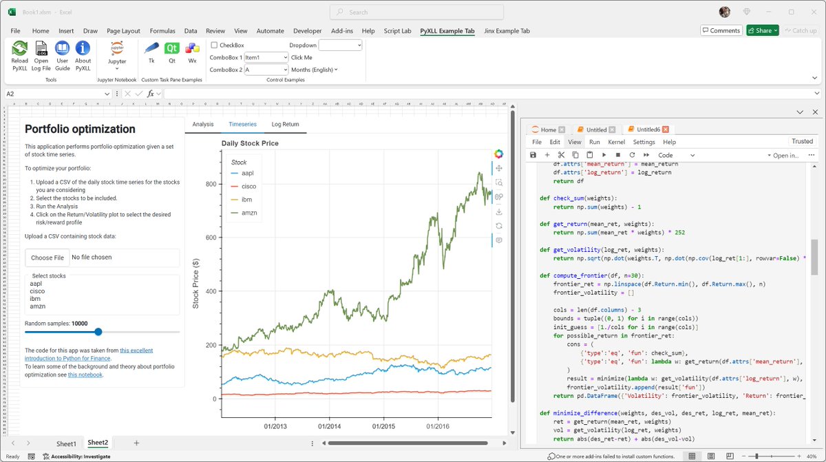 New for Excel - interactive HoloViz plots and panels! Display UI elements built using <a href="/HoloViz_org/">HoloViz</a> and <a href="/Panel_org/">Panel</a> directly in Excel as part of your Excel workflow and dashboards with PyXLL. See github.com/pyxll/pyxll-ho… for details, as well as pyxll.com