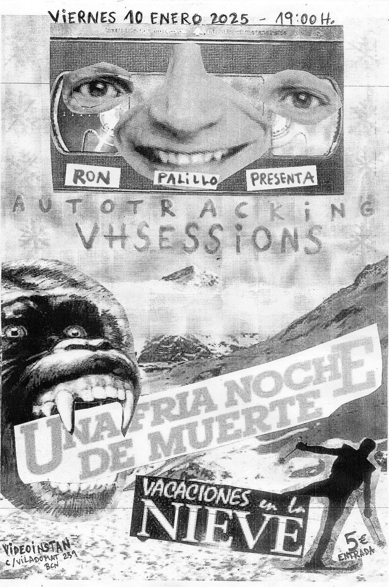 Autotracking Fest (@autotrackingfes) on Twitter photo El viernes 10 de enero a las 19:00 en <a href="/videoinstan/">VIDEO INSTAN</a>
Veniros a disfrutar de esta sesión doble invernal de terror y acción con...
"Una fría noche de muerte" y "Vacaciones en la nieve"
Proyectadas de sus VHS originales y por solo 5€
Entradas videoinstan.net/pelicula/autot… El viernes 10 de enero a las 19:00 en <a href="/videoinstan/">VIDEO INSTAN</a>
Veniros a disfrutar de esta sesión doble invernal de terror y acción con...
"Una fría noche de muerte" y "Vacaciones en la nieve"
Proyectadas de sus VHS originales y por solo 5€
Entradas videoinstan.net/pelicula/autot…