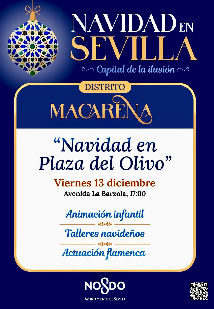 🎄Este viernes 13 el Distrito Macarena tiene preparadas unas actividades navideñas en la Plaza del Olivo.
🎅🏼¡Anímate a venir!