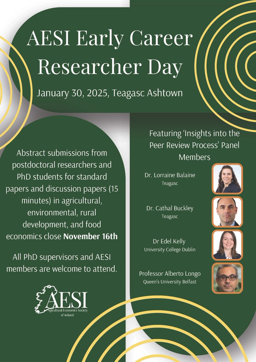 Erin Sherry (@erin_s_sherry) on Twitter photo Abstract submissions are open for the Early Career Day hosted by <a href="/AgEconSoc_IRL/">Agricultural Economics Society of Ireland</a> . Free to attend for anyone interested in joining, prizes, and a great panel discussion. Hope to see you in Dublin! Abstract submissions are open for the Early Career Day hosted by <a href="/AgEconSoc_IRL/">Agricultural Economics Society of Ireland</a> . Free to attend for anyone interested in joining, prizes, and a great panel discussion. Hope to see you in Dublin!