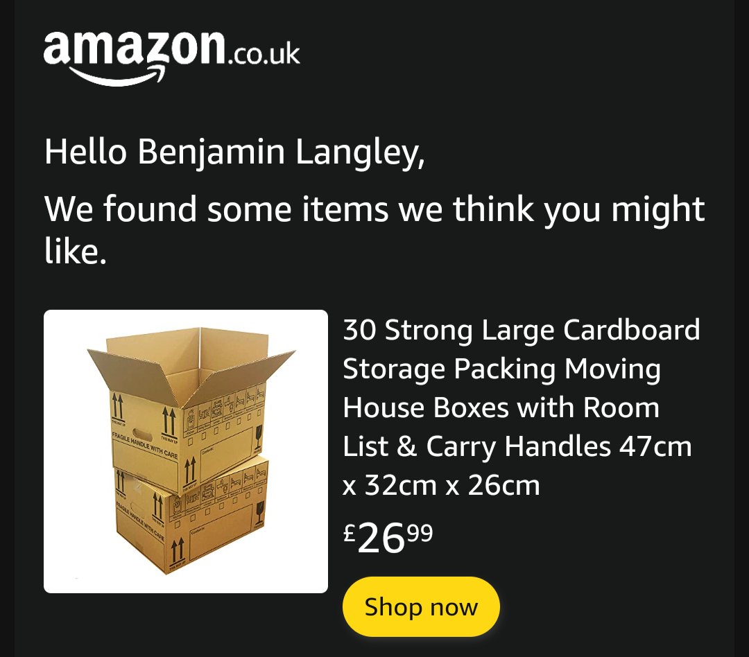 Either Amazon thinks I'm really boring, or it knows something I don't.