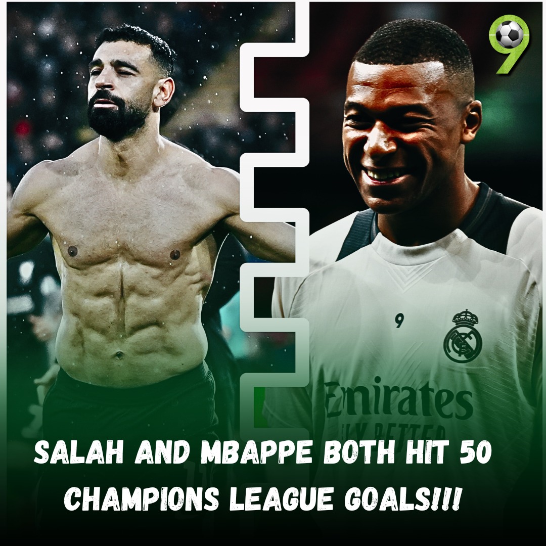 Football9live_'s tweet photo. 🚨 History Made 🚨
Salah &amp; Mbappé both hit 50 Champions League goals! 🔥⚽️
Two footballing giants, one incredible milestone. 🙌
The next chapter in European football’s legacy starts now. 📖✨
(Credits- PTI, Getty)
.

.

#UCL #Salah #Mbappe #ChampionsLeague #GOATs #FootballLegends https://t.co/JdfaxzwHGX