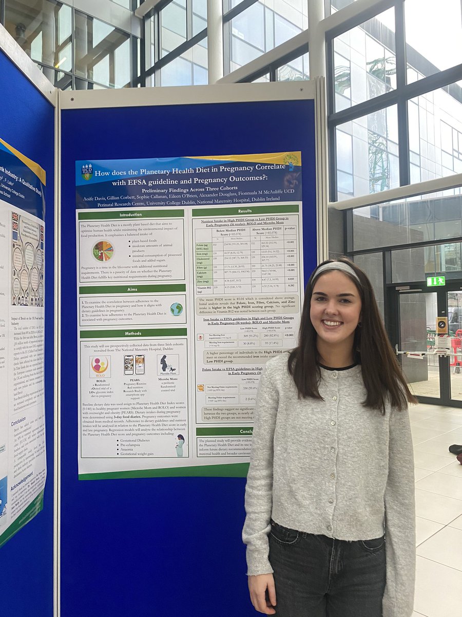 UCD Perinatal Research Centre (@ucdperinatal) on Twitter photo Well done to PhD student Aoife Davis presenting her poster investigating the correlation between the planetary health diet in pregnancy and EFSA guidelines <a href="/ucddublin/">University College Dublin</a> Institute of Food and Health Research day! Well done to PhD student Aoife Davis presenting her poster investigating the correlation between the planetary health diet in pregnancy and EFSA guidelines <a href="/ucddublin/">University College Dublin</a> Institute of Food and Health Research day!