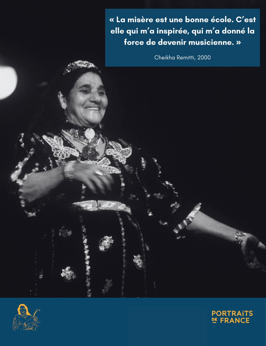ACHAC_Officiel's tweet photo. Cheikha Rimitti, pionnière du raï, chante l'amour, la liberté et le féminisme, défiant censure et puritanisme. Partie d'Algérie pour Paris, elle devient une icône mondiale. 

#France318 #portraitsdefrance #immigration #histoire #republique #museedelhomme #achac #anct #dilcrah https://t.co/ojtu7H7K2m