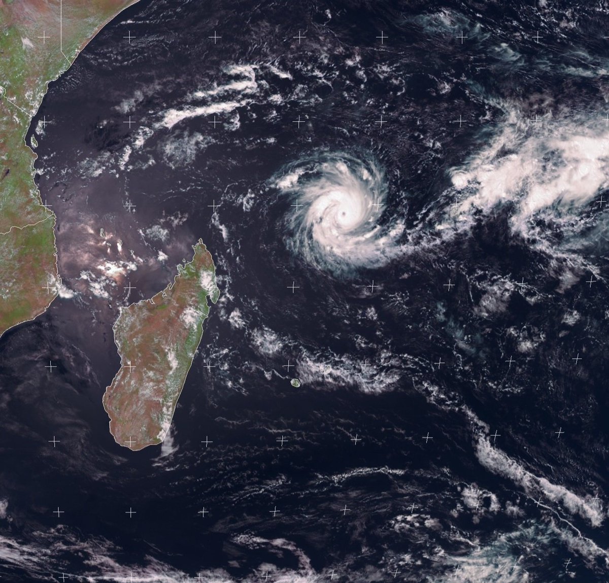 11AM satellite images. Cyclone Chido, which recently formed over the Indian ocean, visible to the North-East of Madagascar. Chido, which was named by Zimbabwe, is not expected to reach Zimbabwe, but will result in rains for Zimbabwe from Saturday. ⚠️ ☀️ 🌡 🇿🇼