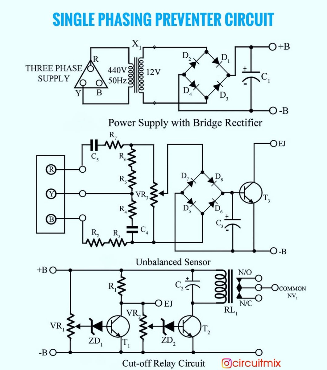 electric_4u's tweet photo. Single phasing preventer circuit https://t.co/JHzJ34XHmU