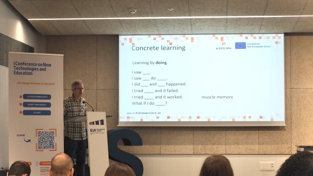 László Szécsi takes the stage with a key question: “How can we turn abstract educational material on complex systems into concrete learning experiences?

With e-DIPLOMA, education becomes learn-by-doing thanks to #VR and gamification, making learning more immersive and practical.