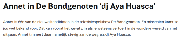 manoeska61's tweet photo. Vinden jullie dit ook niet vreemd? 

#Annet zou bij binnenkomst een DJ zijn die STEVIG aan de weg timmert als DJ Aya Huasca (Ayahuasca is overigens een Zuid-Amerik hallucinogene drank, dus ook al vreemd) Maar er is totaal niets van deze "bekende" DJ te vinden. #debondgenoten https://t.co/040Y6juBIy