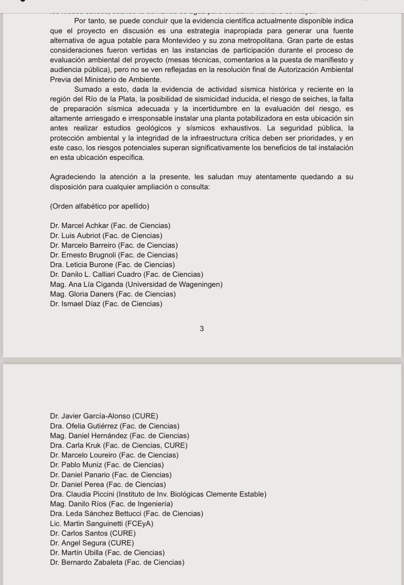 25 científicos escribieron una carta pública de 14 páginas al presidente y vicepresidenta electos. Explican porqué es “inconveniente utilizar el estuario del Río de la Plata como fuente de agua potable para Montevideo y zona metropolitana”. Lo siguiente es el resumen.