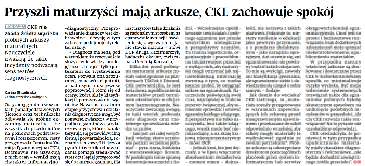 ▶️ <a href="/CKE_PL/">CKE</a> nie zbada źródła wycieku próbnych arkuszy maturalnych. Nauczyciele uważają, że takie incydenty podważają sens testów diagnostycznych.

🖋️ <a href="/k_strzelinska/">Karina Strzelińska</a>