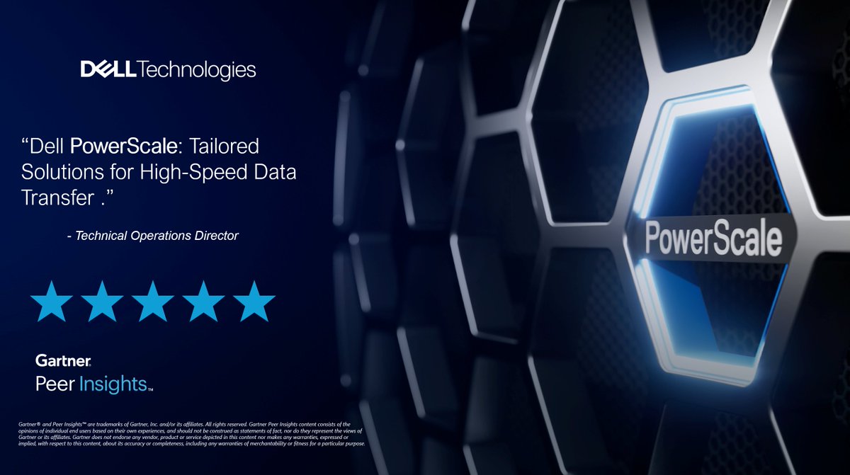 RahulTheCop's tweet image. 🌟 A Perfect 5 Stars! Dell #PowerScale shines in its latest Gartner Peer Insights review! The customer highlighted high-speed data transfer, ECS Object Storage sync, and SMB flexibility as what they liked most.

🎖️ Check out the full review: dell.to/3D1uQ7E
 #iwork4dell