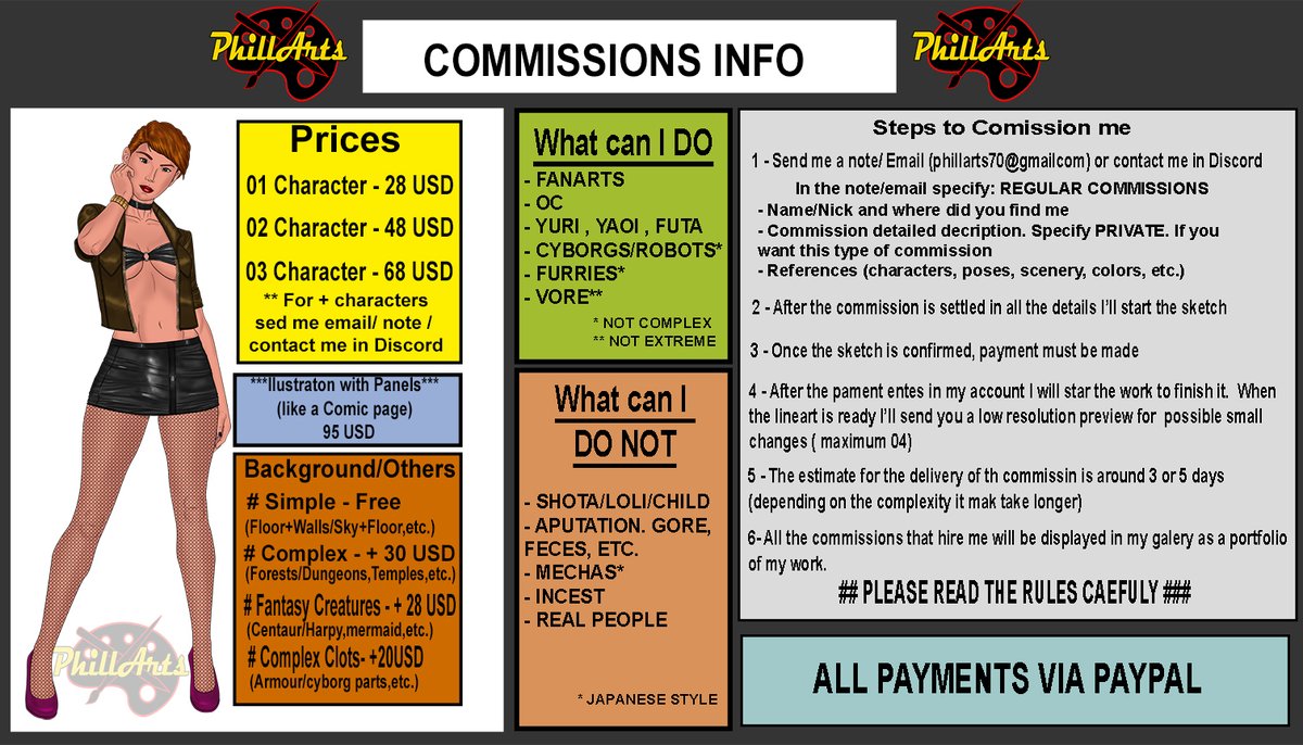 Phillarts70NEW's tweet photo. ## COMMISSIONS INFO - UPDATE 02 ##
*Update to correct the topic: What I don't do* https://t.co/TL4l41PCM3