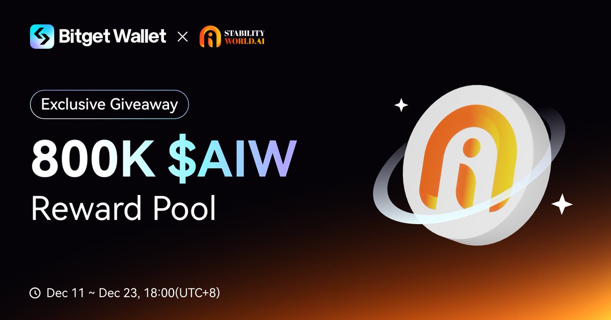 #StabilityW_AI x #BitgetWallet: 800K $AIW Giveaway

Join our event with <a href="/StabilityW_AI/">Stability World AI</a>! Complete all gleam tasks to share 800K $AIW!

Event Duration: Dec 11~Dec 23, 18:00 (UTC+8)

Join now: gleam.io/VOyaD/800k-aiw…

This giveaway does not constitute investment advice.