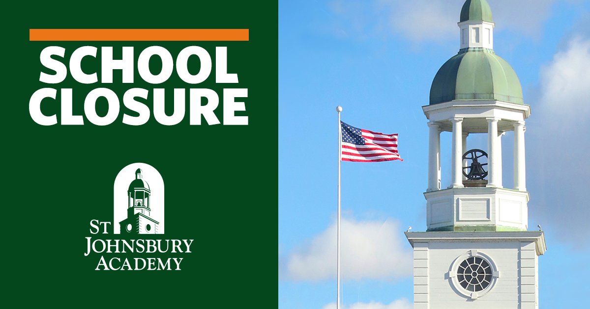 Due to the expected inclement weather, St. Johnsbury Academy will be closed today, Wednesday, December 11, 2024.  

We will communicate about the plans for athletics later in the day. 

Stay safe and stay dry!