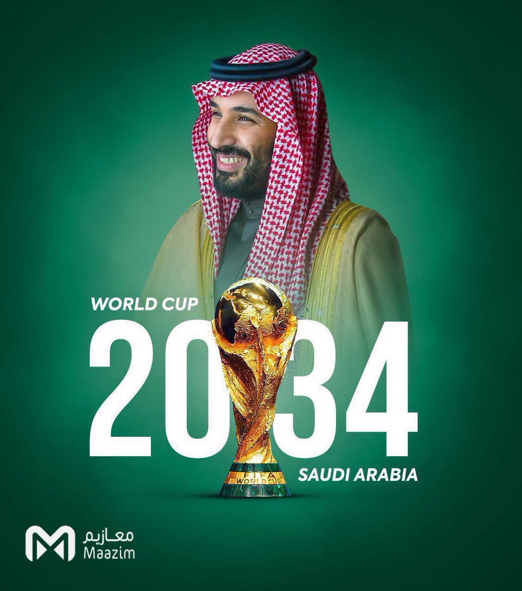 maazimapp's tweet photo. رسميًا، المملكة العربية السعودية ستكون قلب العالم الرياضي في 2034 🇸🇦
مبروك لأرض العز والشموخ، فخورون بوطننا الغالي 💚

#أهلا_بالعالم
#السعودية34
#معًا_ننمو
#كاس_العالم_2034 https://t.co/Lv8fy1KRsZ