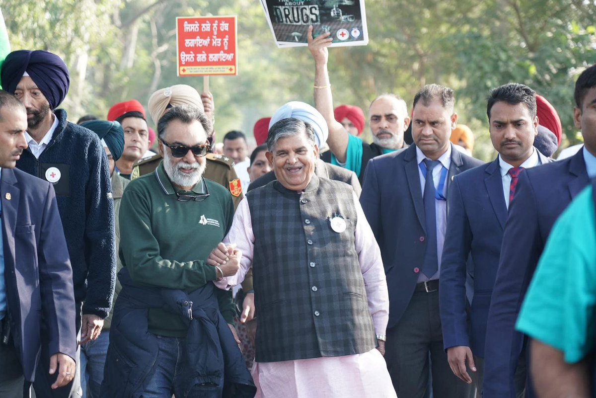 Today (Dec 11) we concluded the People's Walk Against Drugs. And this picture is testimony to our resolve to keep it going. My gratitude to the Honb'le Governor Punjab Gulab Chand Kataria ji for joing the walk for two days , and to the thousands of volunteers and scores of