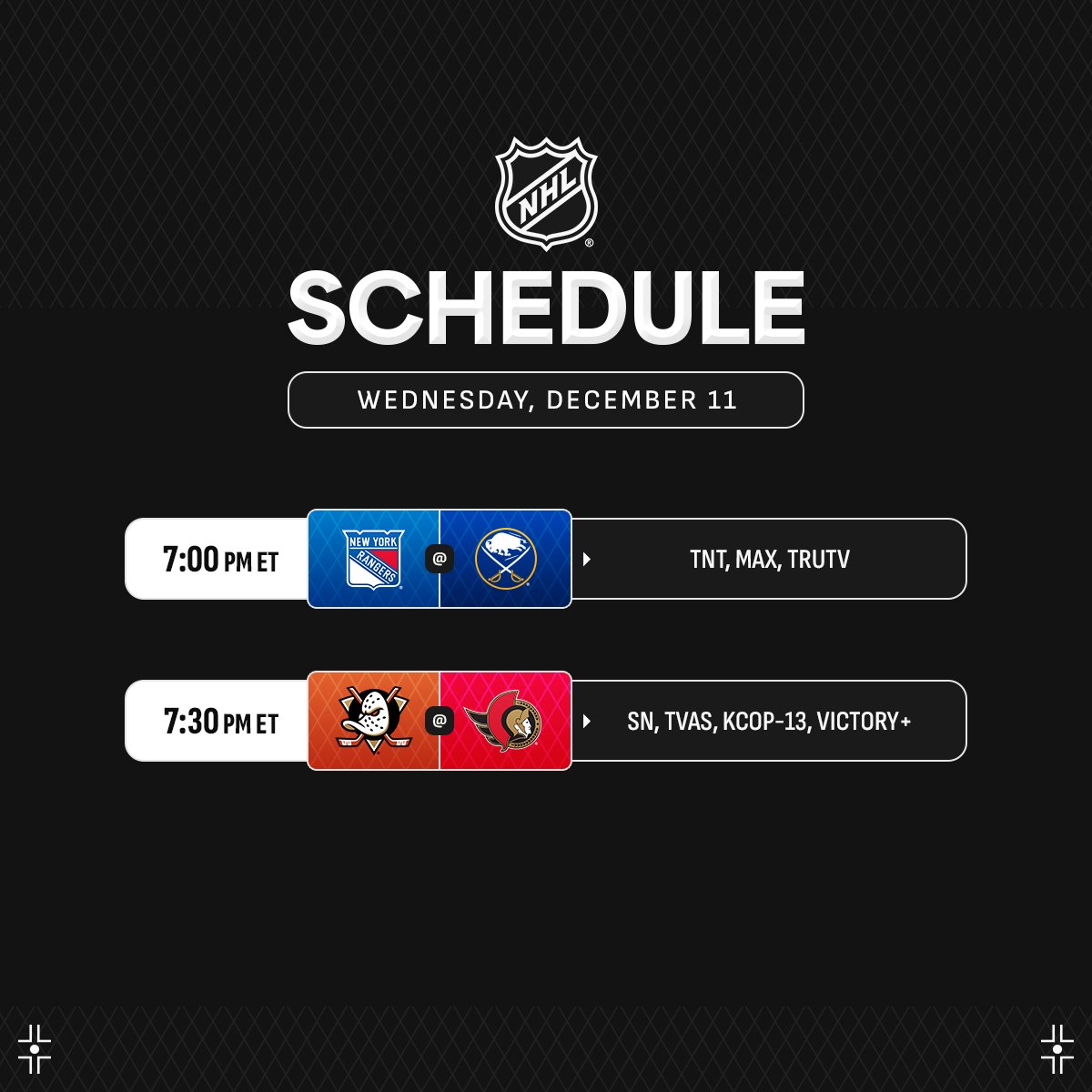 NHL's tweet photo. Midweek matchups‼️

(via @PR_NHL) https://t.co/SOo9Cz4KP0