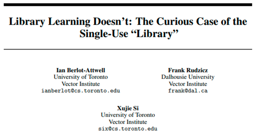IanBerlot's tweet photo. LLM powered library learning systems achieve SoTA performance on several tasks, but is this driven by the reuse of learned tools? We study two library learning systems for mathematics and find that the reuse of learned tools is extremely infrequent and can harm performance 🧵 https://t.co/au2nnrV3Sh