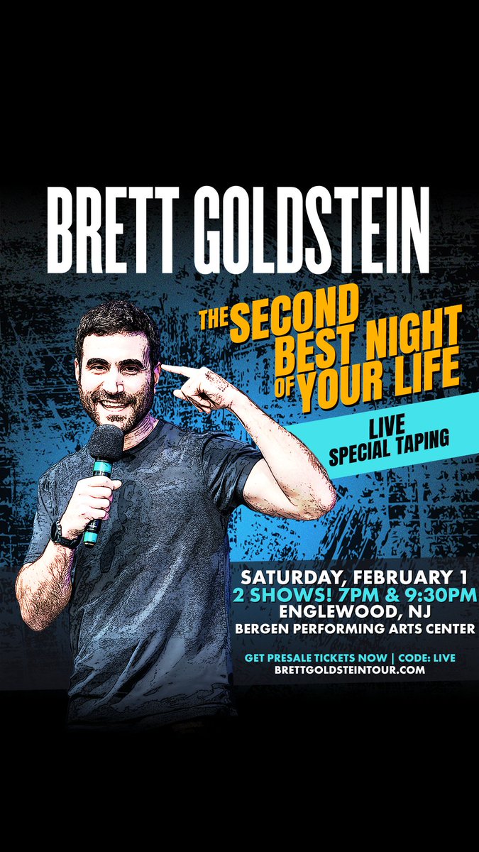 New Jersey! Looking for the greatest crowds to come join me for the taping of my stand up special <a href="/BergenPAC/">bergenPAC</a> in Englewood, NJ on Saturday, February 1! There will be two shows. They will be fxxxing bangers. Get presale tickets now with code: LIVE at linktr.ee/mrbrettgoldste… before