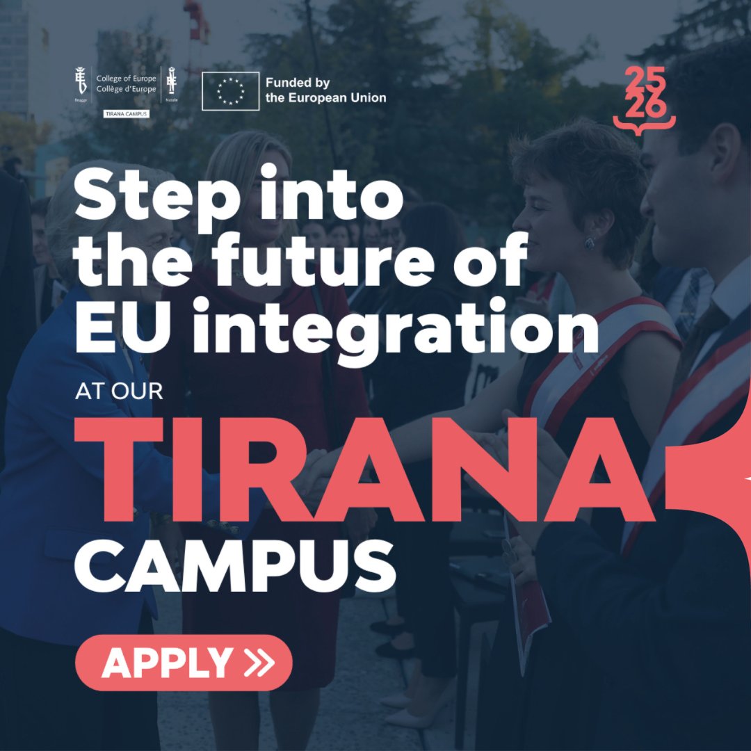 coebruges's tweet photo. 🌍Want to become an expert on EU enlargement? Our Tirana campus is calling YOUR name!
🎓We’re looking for the next bright minds for the 2025-2026 academic year to gain world-class education on EU integration &amp; Southeastern Europe!
🤔Interested? APPLY NOW: https://t.co/ZgMRSfCjnG https://t.co/eg13WXnR3V