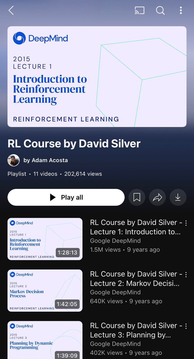 drummatick's tweet image. Best Reinforcement Learning course on YouTube