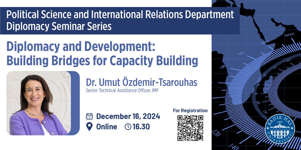 Khas-PSIR (@khas_psir) on Twitter photo Within the context of our Diplomacy Seminar Series, Umut Özdemir-Tsarouhas will deliver an online talk on Diplomacy and Development: Building Bridges for Capacity Building <a href="/khasedutr/">Kadir Has Üniversitesi</a>.
For registration, please click on the link below👇 us06web.zoom.us/meeting/regist… Within the context of our Diplomacy Seminar Series, Umut Özdemir-Tsarouhas will deliver an online talk on Diplomacy and Development: Building Bridges for Capacity Building <a href="/khasedutr/">Kadir Has Üniversitesi</a>.
For registration, please click on the link below👇 us06web.zoom.us/meeting/regist…