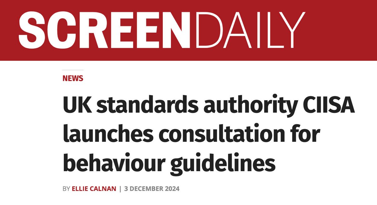 Creative UK (@wearecreativeuk) on Twitter photo It's brilliant to see progression happening with CIISA's bullying & harassment behaviour guidance for the Cultural & Creative Industries. Establishing such guidelines can only ensure a safer, more inclusive sector for everyone.
👉 hubs.ly/Q02_gq670
Via <a href="/Screendaily/">Screen International</a> It's brilliant to see progression happening with CIISA's bullying & harassment behaviour guidance for the Cultural & Creative Industries. Establishing such guidelines can only ensure a safer, more inclusive sector for everyone.
👉 hubs.ly/Q02_gq670
Via <a href="/Screendaily/">Screen International</a>