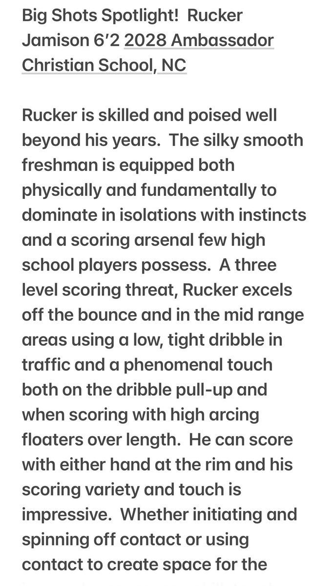 NorfolkKnights's tweet photo. Big Shots Spotlight!  Rucker Jamison 6’2 2028 Ambassador Christian School, NC #BigShots #GoodGuysVsCancer @BigShotsToday @BigShotsGlobal @RuckerJamison_4 https://t.co/8oUKLpCUy3