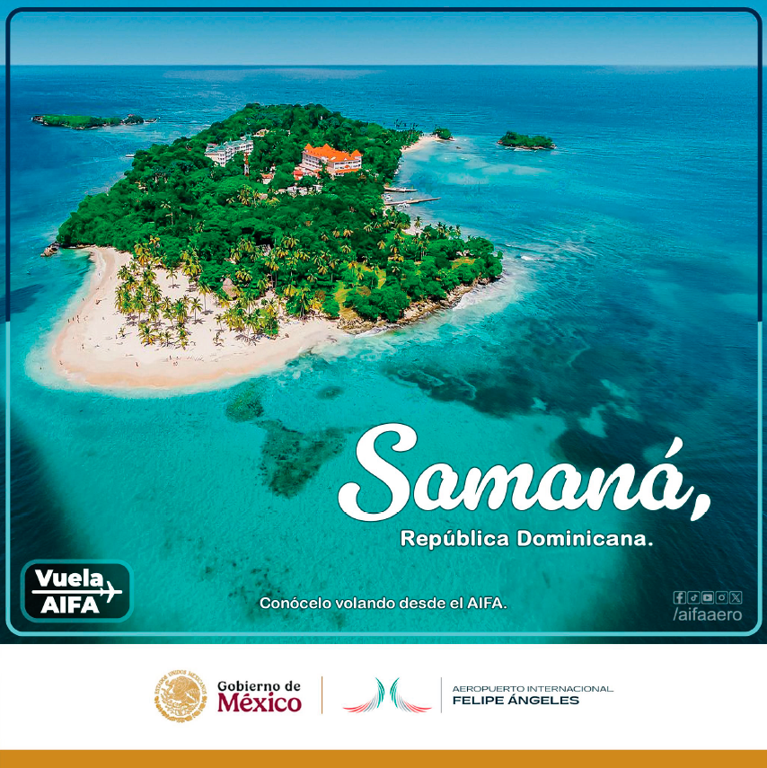 aifaaero's tweet photo. Explora Samaná en República Dominicana, un paraíso lleno de playas, cascadas, y espacios exóticos; vuela desde el #AIFA y vive la aventura caribeña que siempre soñaste.
#AeropuertoInternacionalFelipeÁngeles #Exploración #Viaje #Aventura
#TurismoDeSolyPlaya https://t.co/5ed5eLGfDp