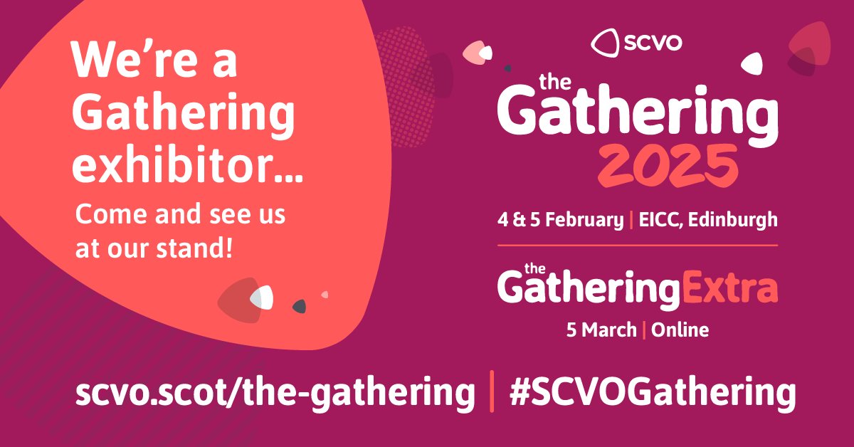 Are you going to <a href="/scvotweet/">SCVO</a>'s The Gathering?

Look out for us, and <a href="/Actify/">Actify</a>, in the exhibition hall – stall 7!

Click here for more details 👉🔗evaluationsupportscotland.org.uk/events/the-gat…

#SCVOGathering