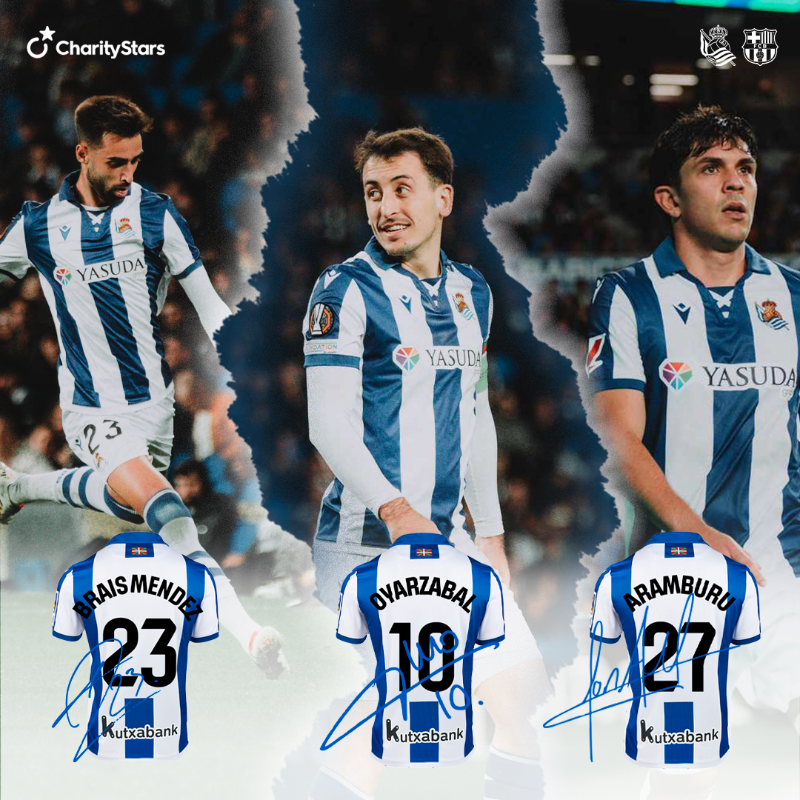 RealSociedad's tweet photo. 🎁 ¡Quinta ronda de las subastas solidarias!

📲 Consigue tu camiseta favorita del partido ante el FC Barcelona.

@CharityStars | @FundacionAdsis