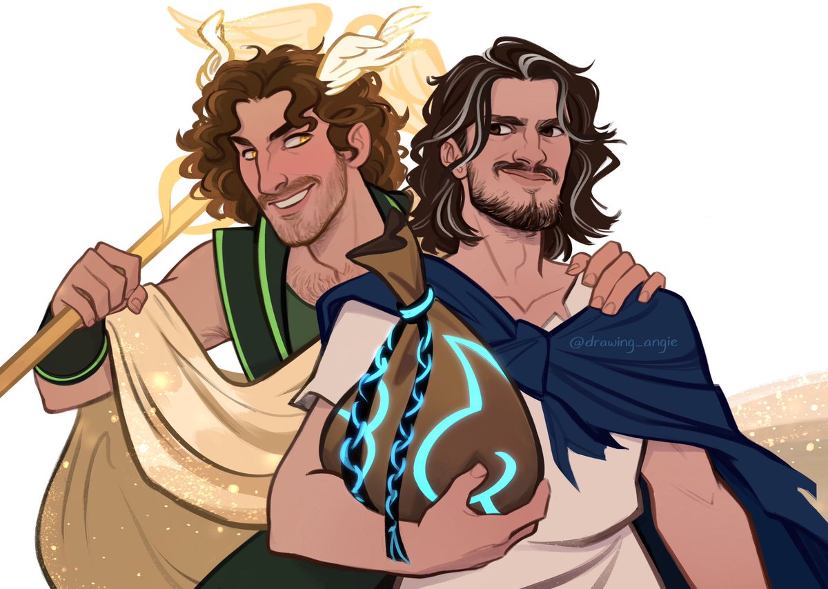 drawing_angie's tweet image. According to the numbers… my Dangerous Hermes &amp;amp; Odysseus fanart takes the cake!🤭🙌🏻🏆 #epicthemusical