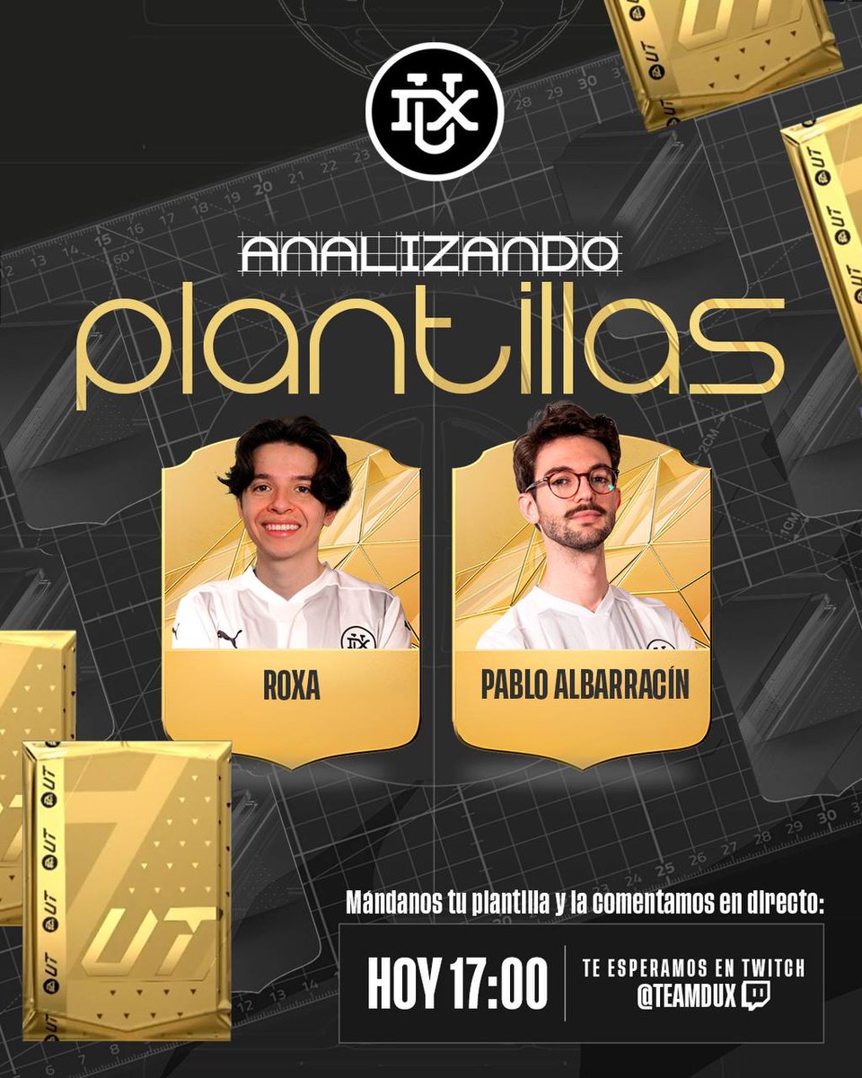 ¿Quieres que <a href="/pabloalbarra_/">Pablo Albarracín</a> y <a href="/roxasorg13/">Gafesorg13th</a> analicen vuestra plantilla?

Requisitos:
➡️ Dar RT.
➡️ Seguir a <a href="/TeamDUXGaming/">DUX Gaming</a>. 
➡️ Dejar la plantilla en comentarios.
