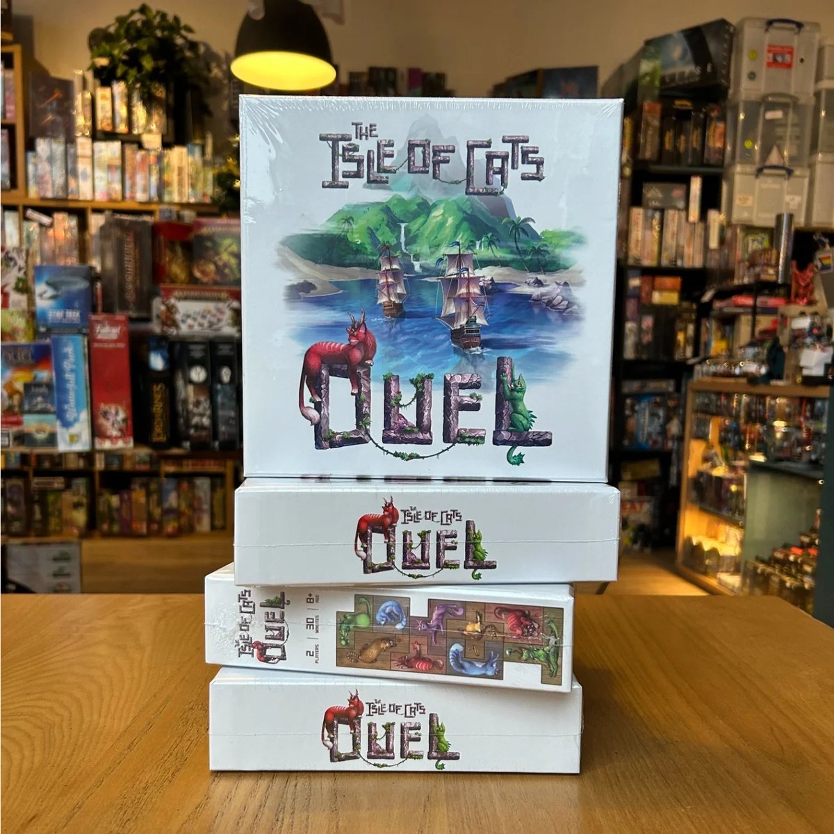 New board game arrivals! Whether you're teaming up or dueling for victory, we have some exciting new games! 

Work together in The Emerald Flame, a narrative puzzle game in three parts. 

Or compete to save cats in the two player game Isle of Cats Duel! 

#ancientrobotgames
