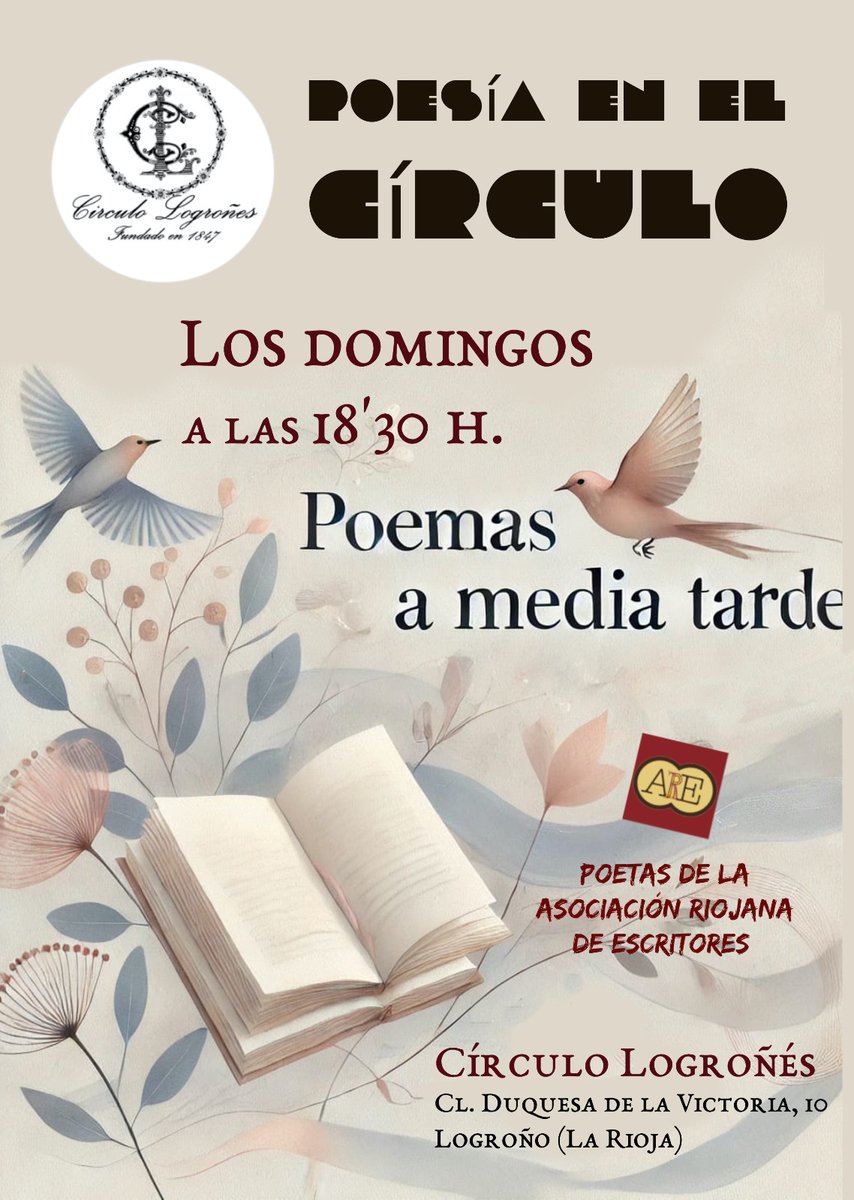 El domingo día 22 de diciembre ven a disfrutar de la poesía en el Círculo Logroñés 
#ARE
