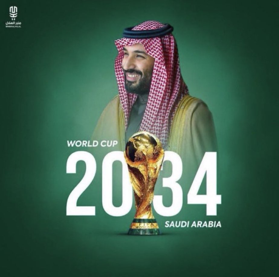 ARM_49's tweet photo. اليوم نكتب فصلًا جديدًا في تاريخ الوطن العظيم، بفوز المملكة العربية السعودية باستضافة كأس العالم 2034. رؤيةٌ طموحة، وإرادةٌ لا تعرف المستحيل، وحلمٌ يتحقق على أرض الواقع. مبروك لوطننا وللعالم الذي سيشهد بطولة استثنائية بحجم تطلعاتنا.

 #كاس_العالم_2034 https://t.co/RirAJOrdbB