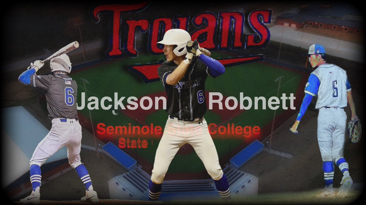 jacksonrobnett1's tweet photo. I am excited to announce my commitment to Seminole State to further my academic and athletic career! I would like to thank God, my family, my coaches, and everyone else that has helped me along the way. Go Trojans! @SSCbaseball #commited https://t.co/6TwVC8uy89