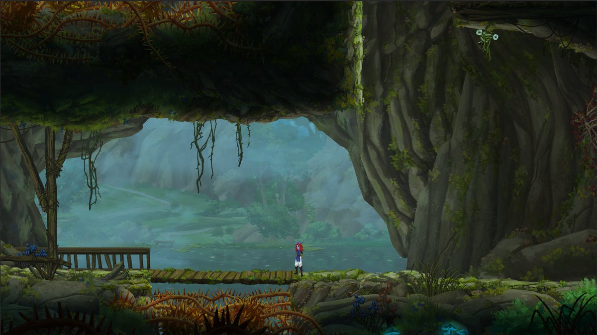 bones_keeper_st's tweet photo. Our team is tirelessly working on improving the graphics in the game! We've refined the scene with the river, what do you think of the water effects before and after?
#indiedev #indiegame #gamedev #conceptart #environment #misspell https://t.co/Kl9A1ofbqA