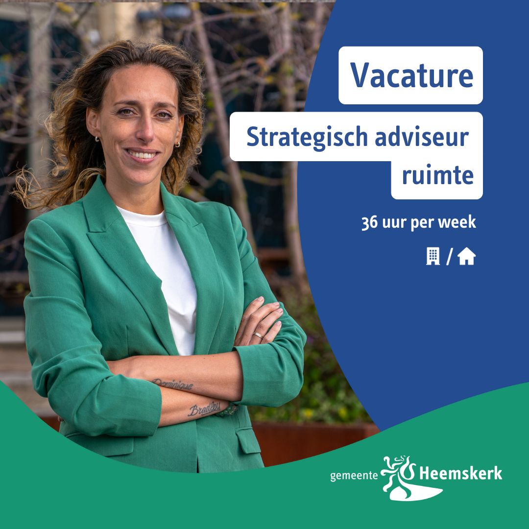 Vacature | Strategisch Adviseur Ruimte (36 uur)
Bouw jij mee aan de toekomst van Heemskerk? 🌍 Leidt ruimtelijke projecten zoals de Omgevingsvisie en werk integraal aan duurzame oplossingen. Solliciteer vóór 3 januari 2025!
👉 werkenbij.heemskerk.nl/vacatures/stra…

#vacature #job #heemskerk