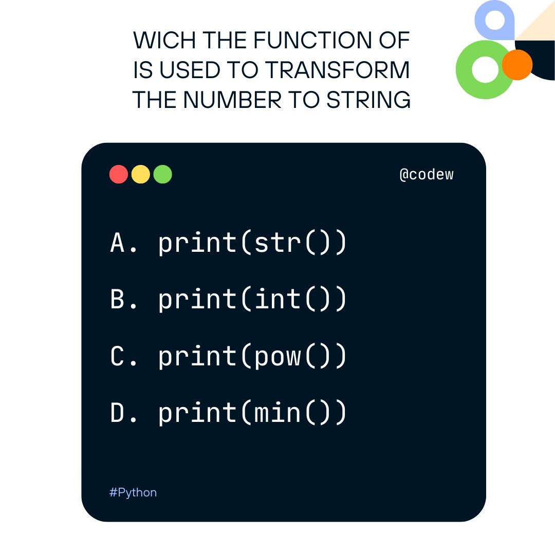 CodewFront_end's tweet image. Python Quiz🧐 #python #FrontEnd #programation #developers #dev #HTML #CSS #Javascript