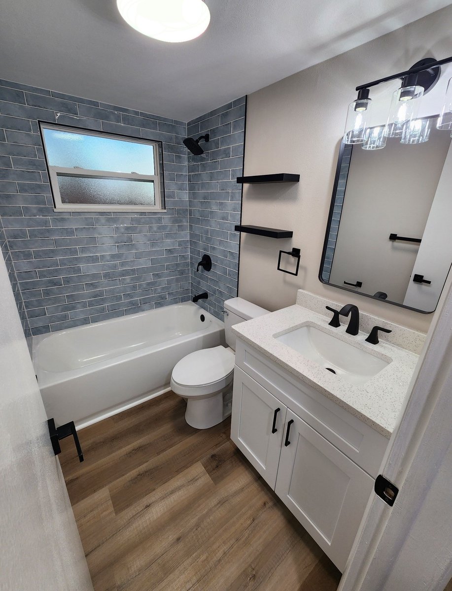ceramictec's tweet photo. Final pictures of a tub shower tile renovation project completed in Holiday, Florida. Tile is a Boutique - Stone Hearth 3x12 "Sky Blue" glossy ceramic subway tile #tile #shower #3x12 #tubshower #holiday #renovation #ceramictec https://t.co/0L27dswNyf