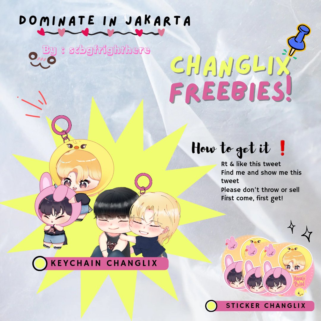 [ CALLING FOR CHANGLIXERS📞]

Freebies Dominate in Jakarta 

⋆｡‧˚ʚ 🐷🐰🐥ɞ˚‧｡⋆ by <a href="/scbgfrighthere/">icedamericano 🥤</a>

ೀ Keychain Changlix
ೀ Sticker Changlix

📌 Indonesia Arena 
❗️21 Des 2024
❗️Very Limited
╰┈➤ Rt &amp; Like are appreciated 💗

See u stay &amp; changlixers ~☆~