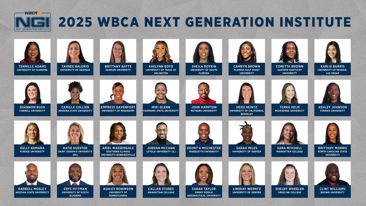 Say hello to the Class of 2025 WBCA Next Generation Institute! 👋 

The WBCA Next Generation Institute is a high-level education program for experienced assistant coaches who aspire to become collegiate head coaches.

#WBCA | 🔗 wbca.org/news/wbca-2025…