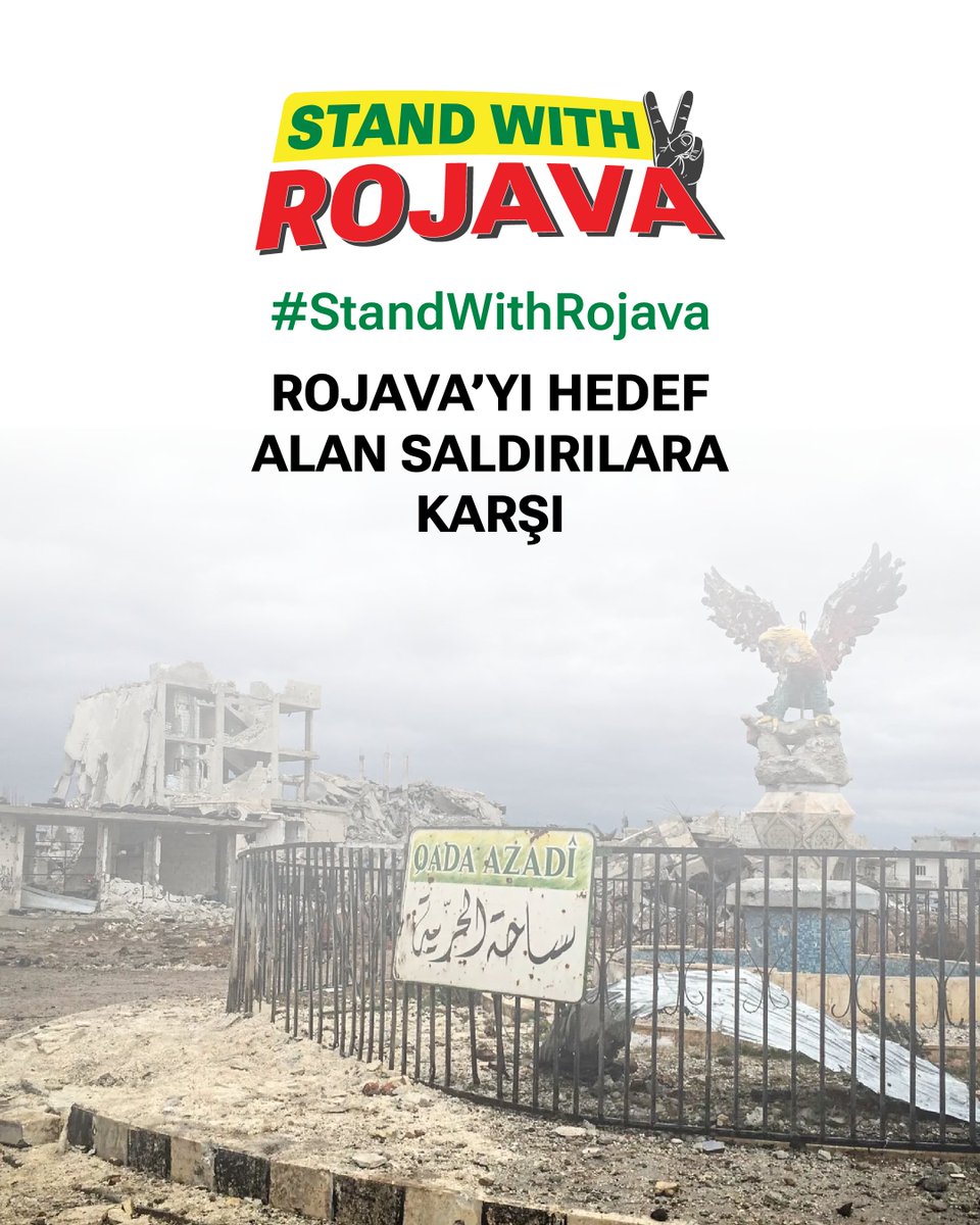 Rojava’ya yönelik saldırılar, kadın, çocuk, sivil ayrımı yapmadan katliamlara neden oluyor. Katliamlara sessiz kalma, Rojava’yı yalnız bırakma. #StandWithRojava