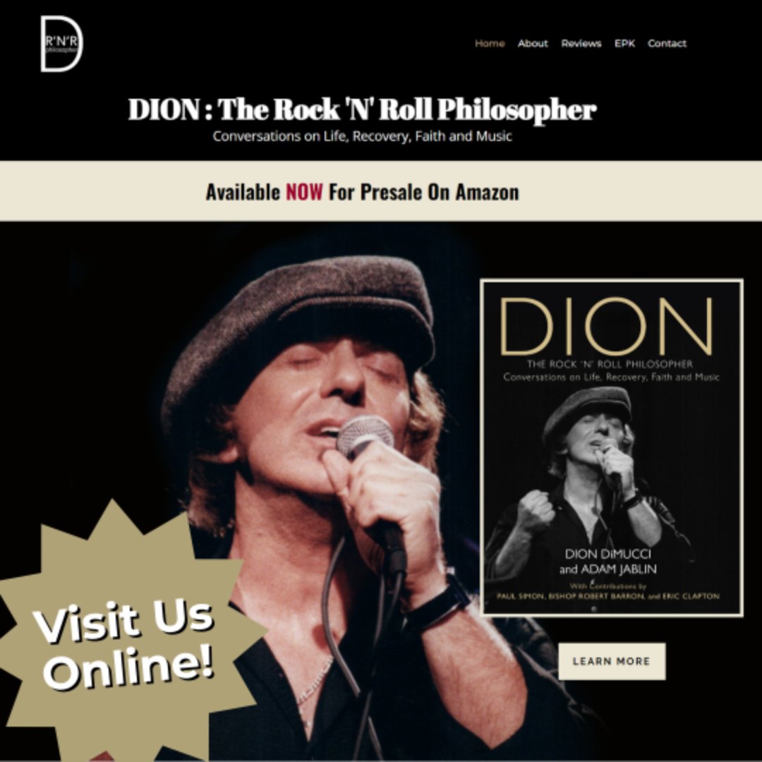 IG: Don't miss updates on Dion DiMucci and Adam Jablin's new book, "Dion: The Rock 'N' Roll Philosopher"! Learn about the authors, upcoming events, hardcover preorders, and more on our website. Visit us online at diontherocknrollphilosopher.com 
 
#diondimucci #rockandroll #book